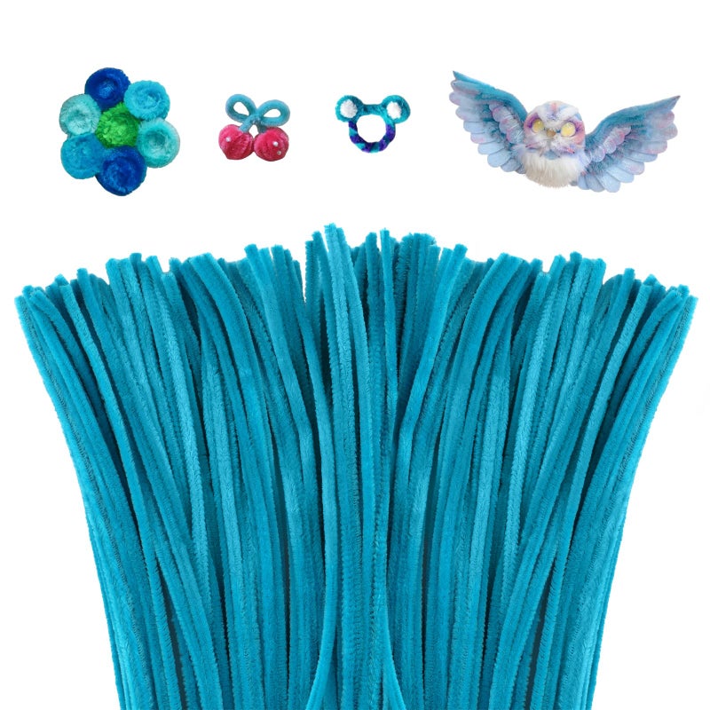 Mnuizu 200pcs Pipe Cleaners,Pipe Cleaners Chenille Stems for Craft, Fuzzy Sticks Christmas Craft Supplies for DIY Art & Creative Crafts Decorations(Blue) - Image 1